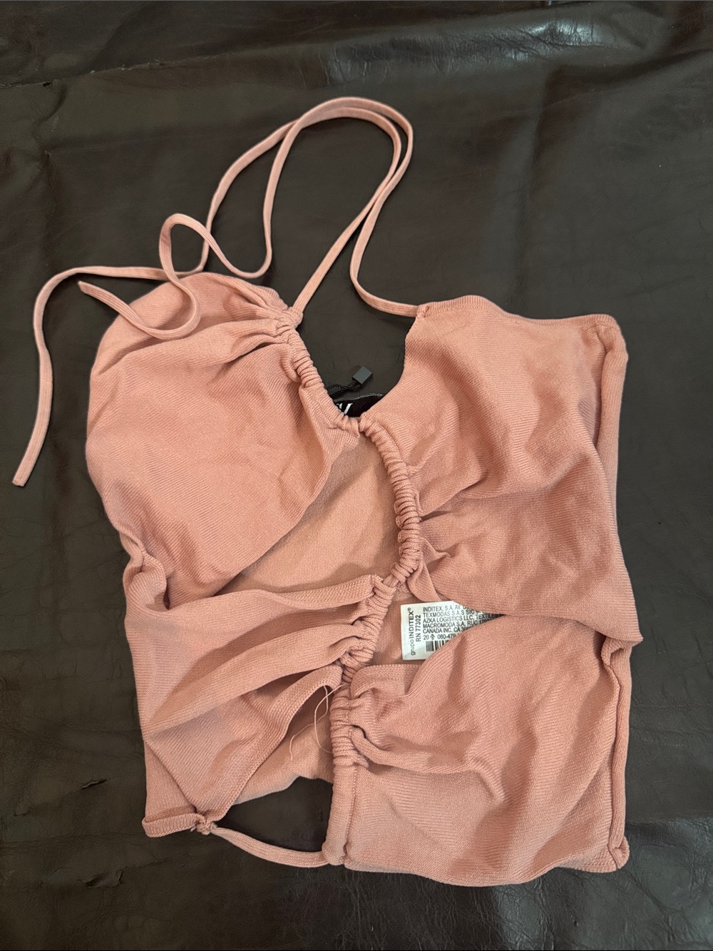 Zara Dusty Rose Ruched Crop Top 2.L4
